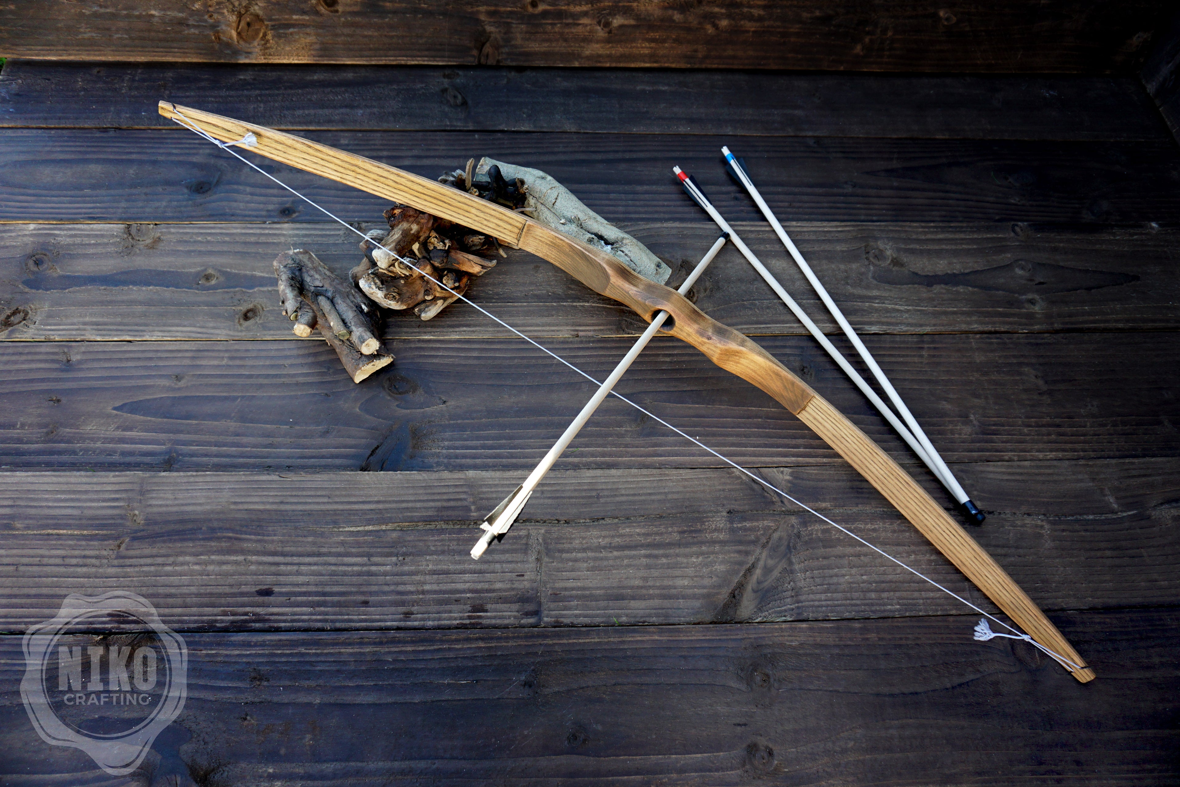 Large Wooden Bow and Arrows: Handmade, Personalized Gift