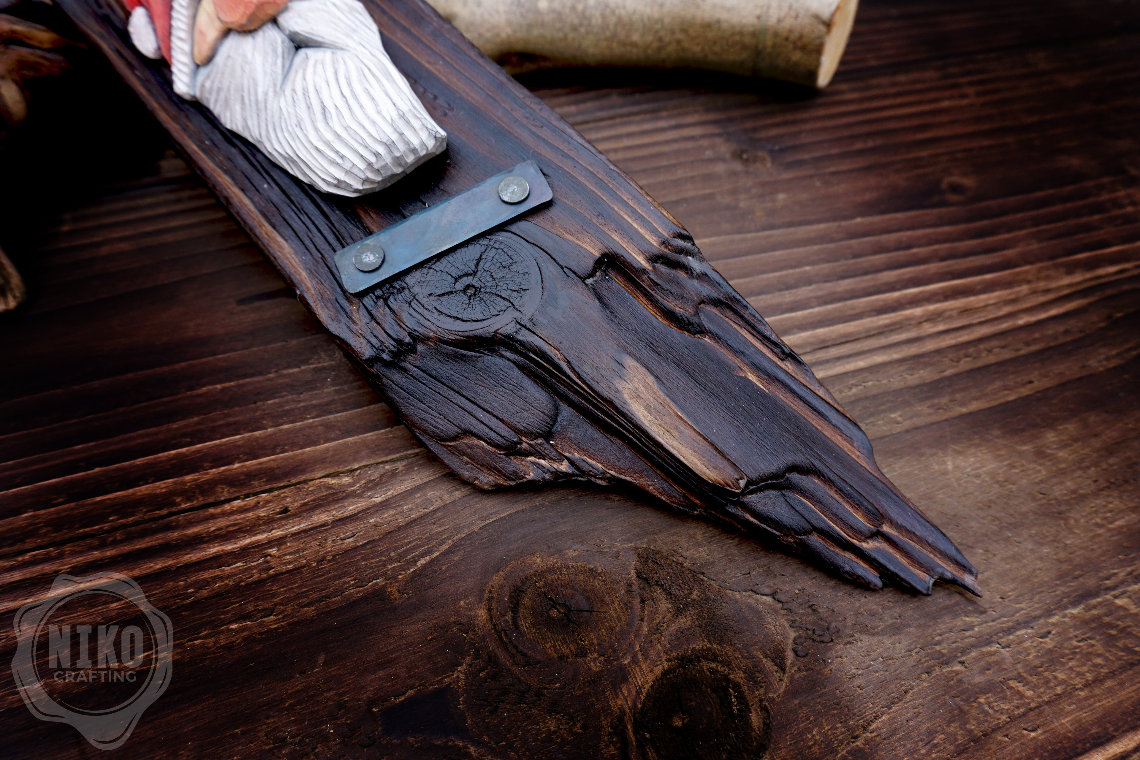 Hand-Carved Santa Claus Wall Art- Rustic Christmas Decoration. Personalised gift - A