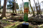 Hand Carved Green Man - Whittled Standing Figurine. Personalised Wood Spirit with stand.