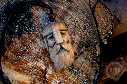 Hand-Carved Viking Pendant - Norse Jewellery. Wooden Necklace - Personalized whittling gift.