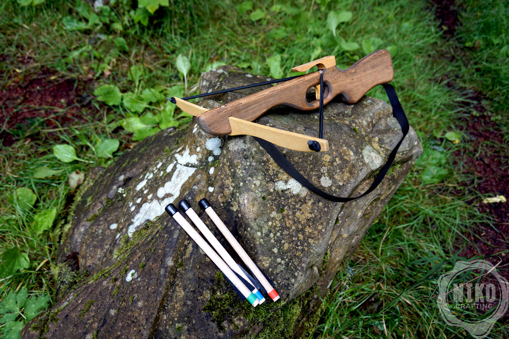 Small Wooden Crossbow and 3 Arrows: Handmade, Personalised Gift