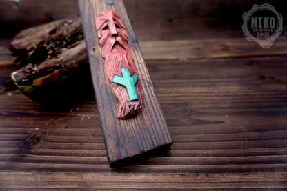 Hand-Carved Odin Wall Art - Algiz Viking Rune - Handmade Personalised Home Protection Amulet