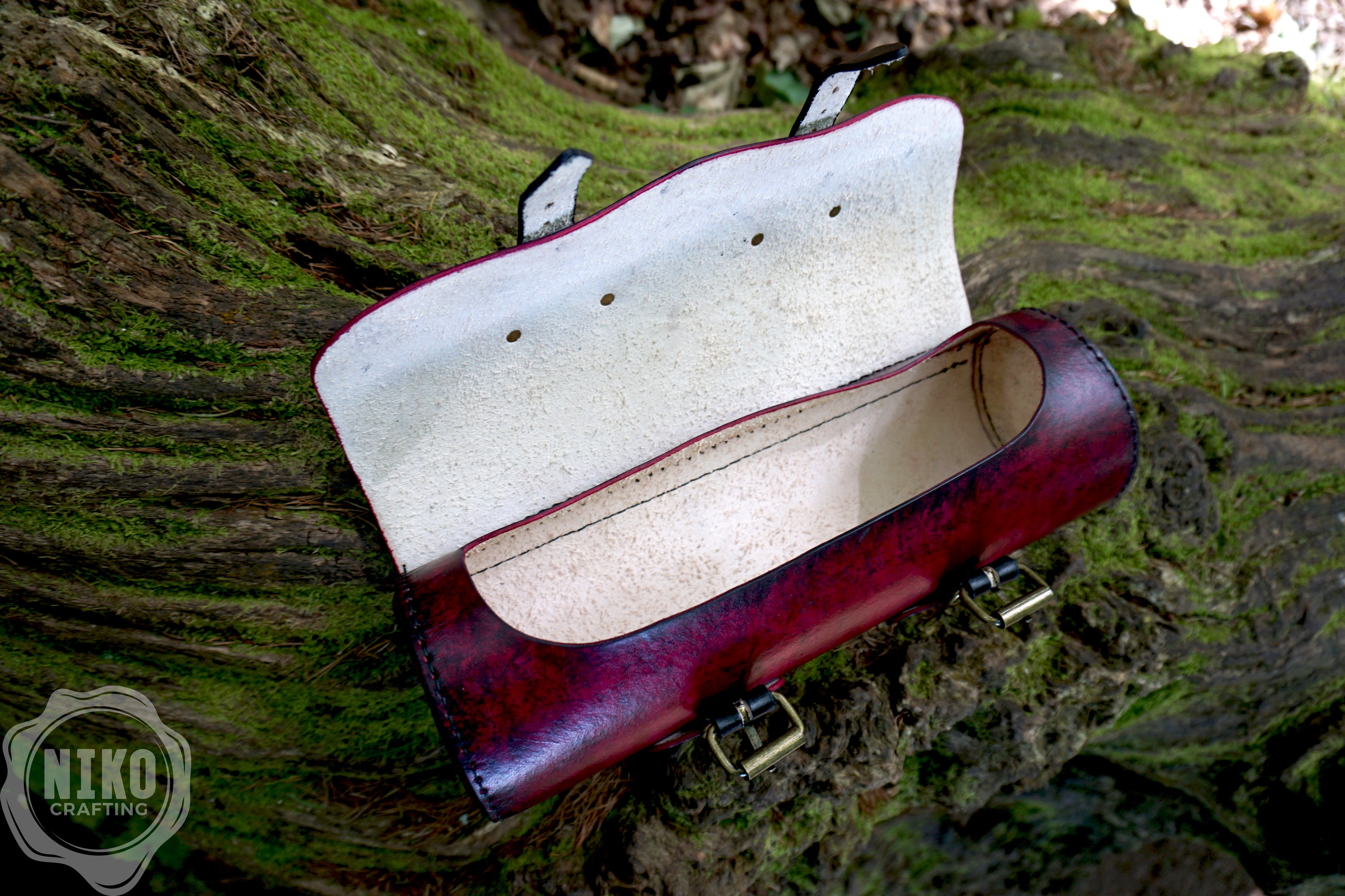 Handmade Leather Motorcycle Tool Roll Bag: Skull Design