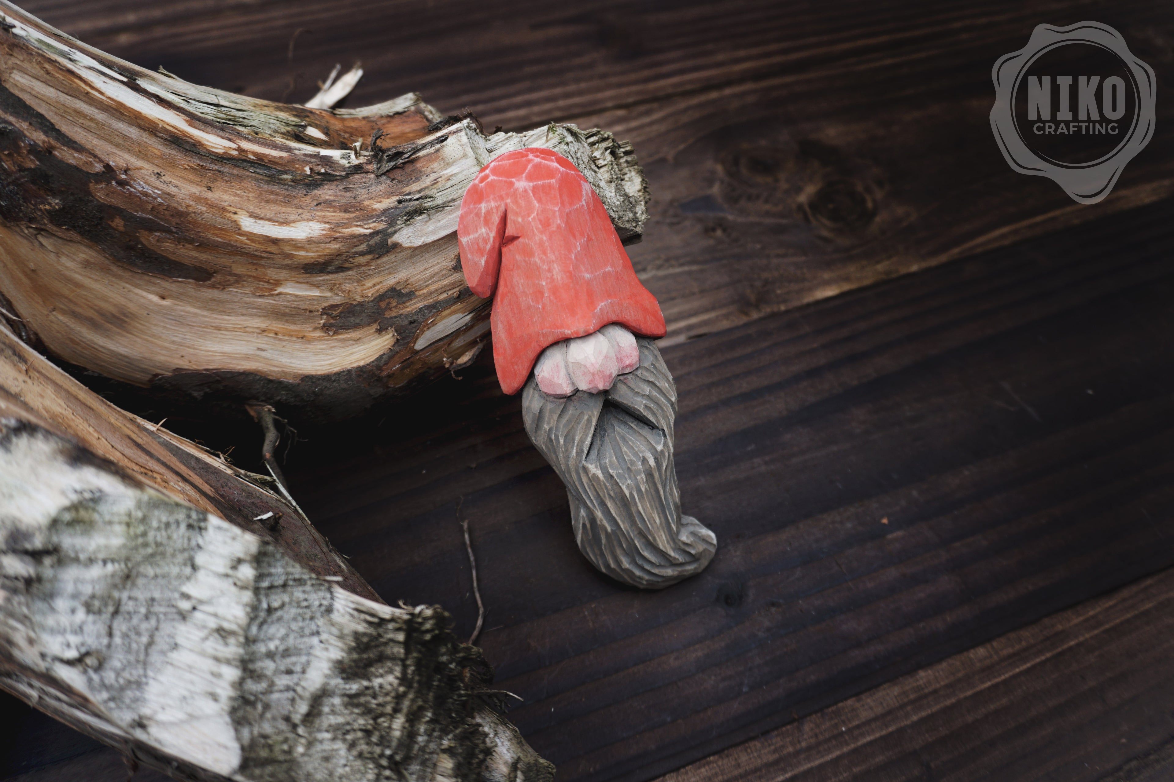 Hand-Carved Wooden Gnome Fridge Magnet – Personalized Rustic Home Décor - Basswood Dwarf figurine.