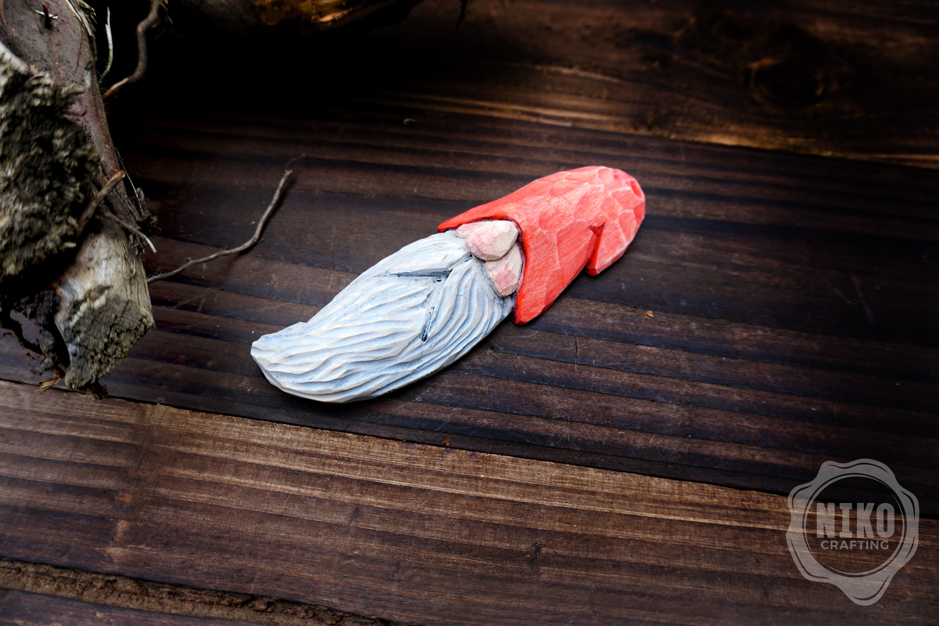 Hand-Carved Wooden Gnome Fridge Magnet – Personalized Rustic Home Décor - Basswood Dwarf figurine