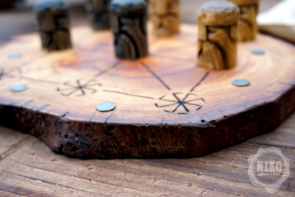 Three Men’s Morris – Handmade Wooden Board Game - Slavic Version - slavic swarga