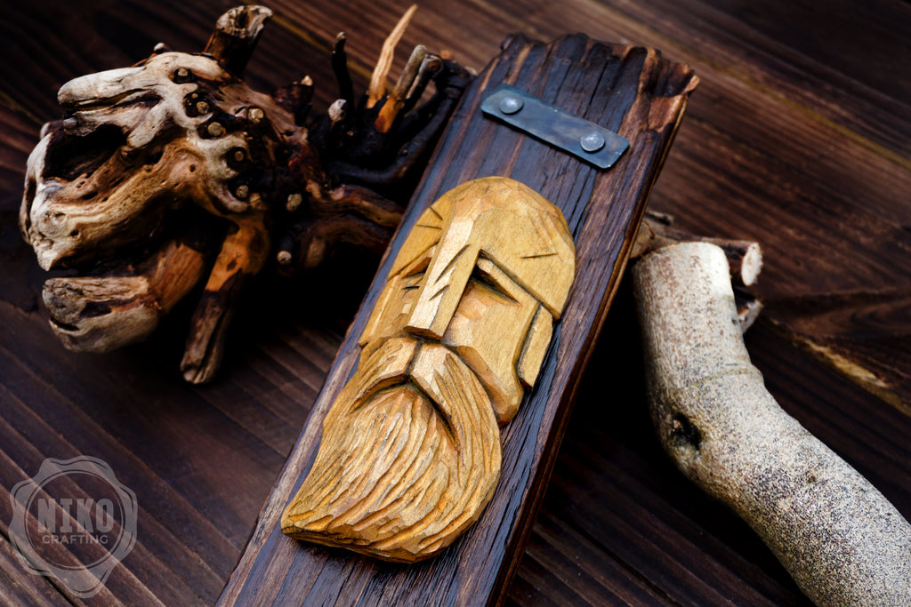 Hand-Carved Odin Wall Art- Rustic Viking Decoration. Personalised gift