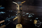 Hand-Carved Bearded Viking in Helmet with Horns - Whittled Standing Figurine. Personalised Gift