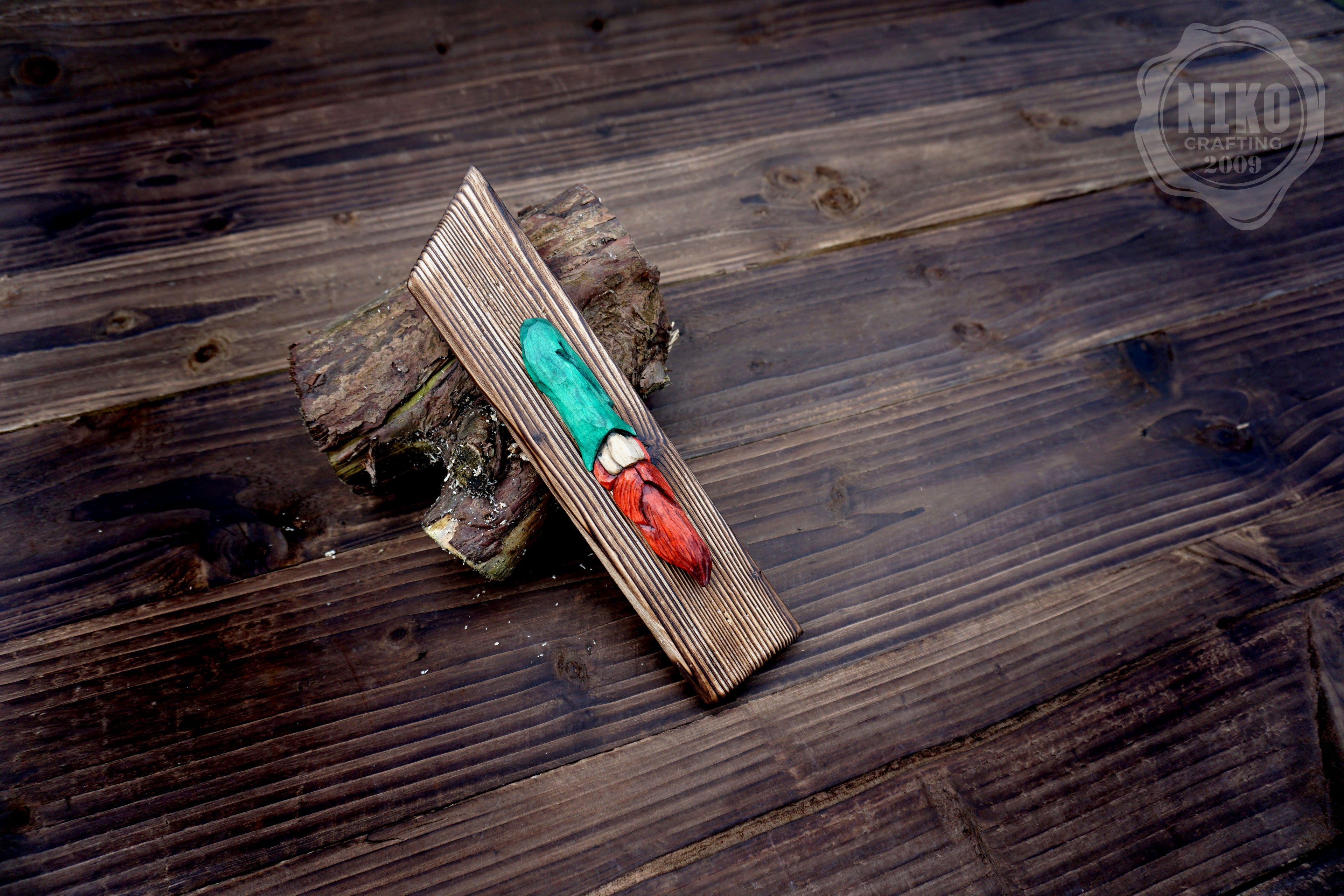 Hand-Carved Gnome Wall Art - Handmade Personalised Home Protection Gnome - Amulet