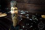 Hand-Carved Bearded Viking- Whittled Standing Figurine. Personalised Bearded man