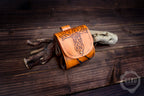 Handmade Viking Leather Pouch: Veles Embossing - Medieval, Pagan Hip-bag