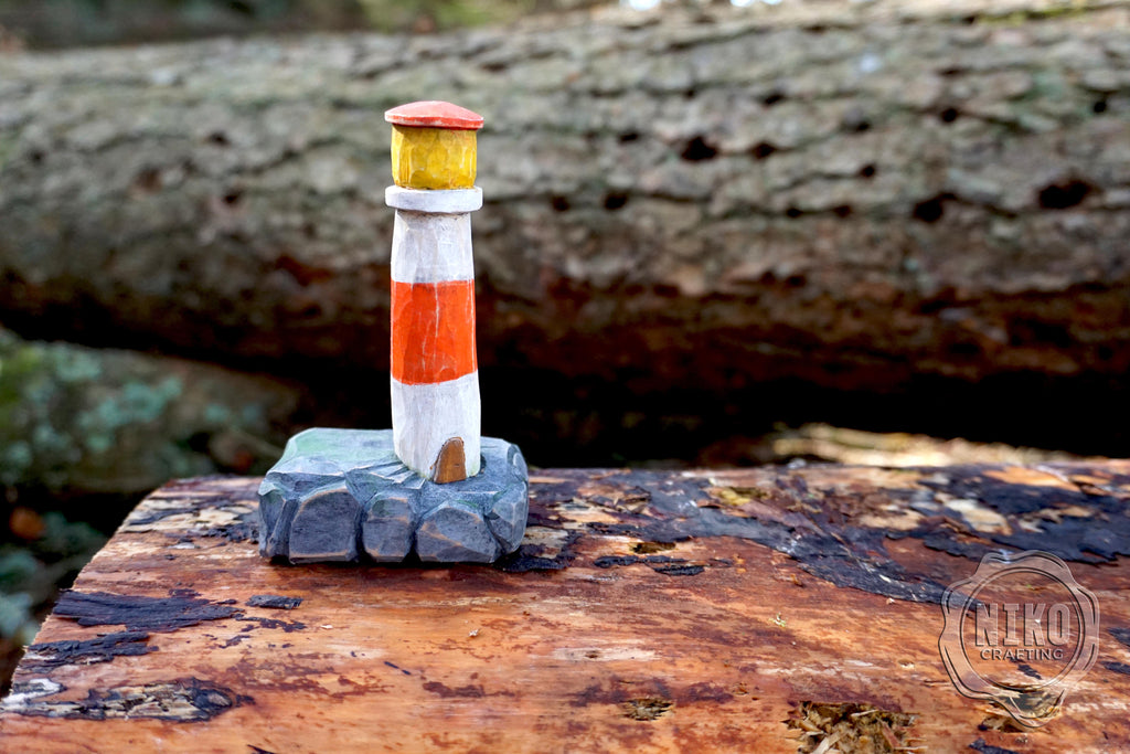 Hand-Carved Wooden Lighthouse – Personalised Home Decor. Whittled from Basswood (2)