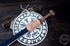 Wooden Viking Toy Sword (langsax) and Shield Set (Vegvisir): Handmade Personalised gift