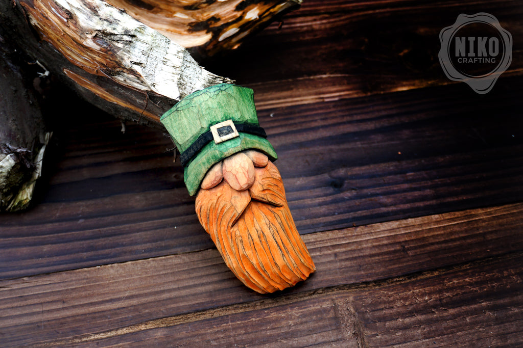 Hand-Carved Wooden Leprechaun, gnome - Personalized Hanging Home Decoration