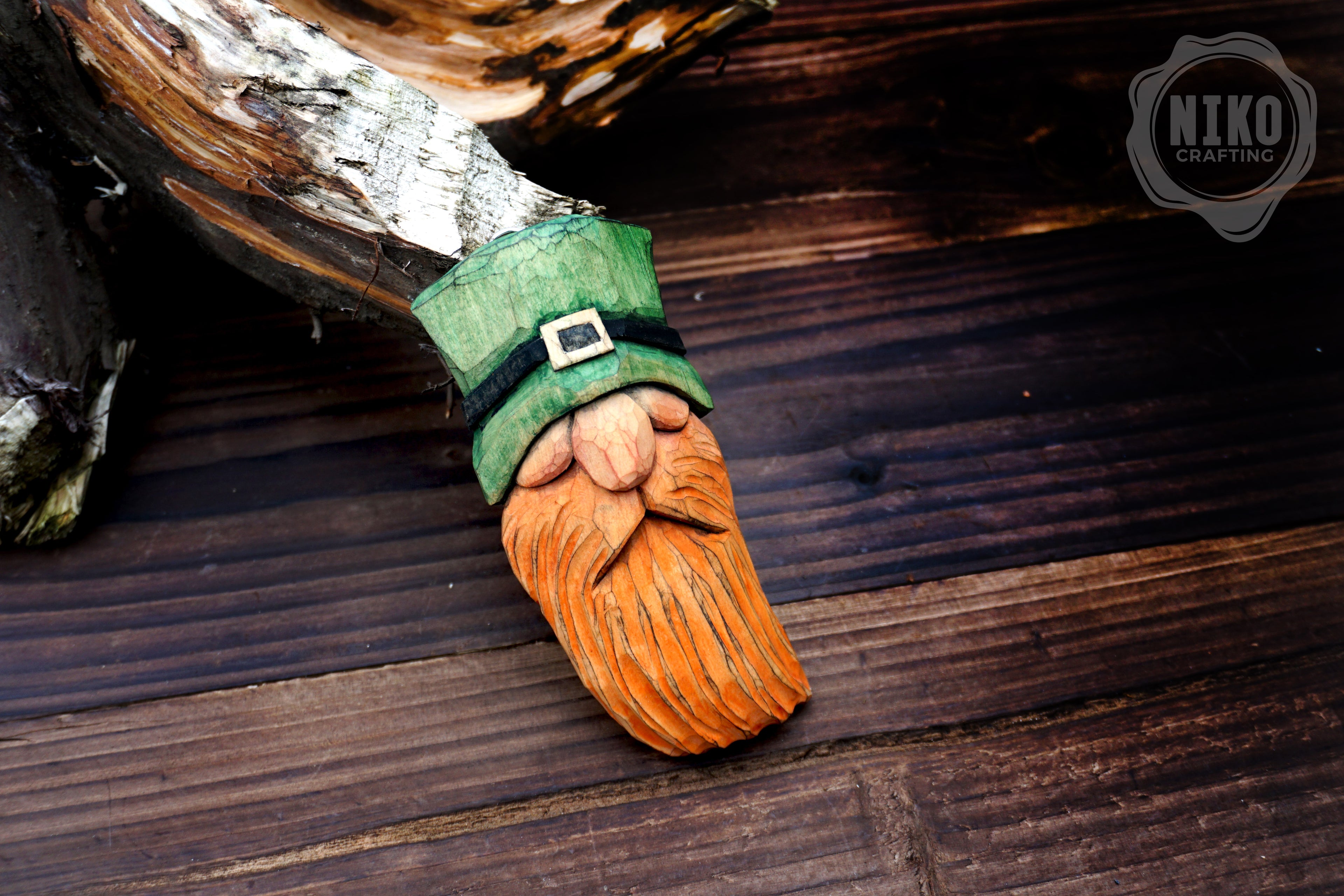 Hand-Carved Wooden Leprechaun, gnome - Personalized Hanging Home Decoration