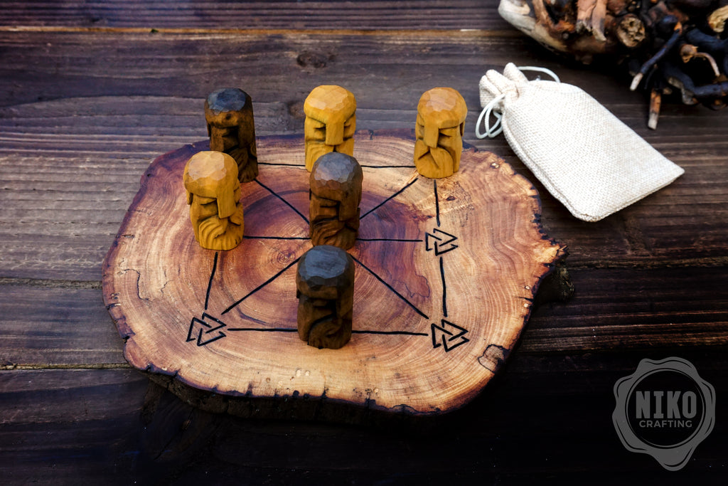 Three Men’s Morris – Handmade Wooden Board Game - Odin's Version