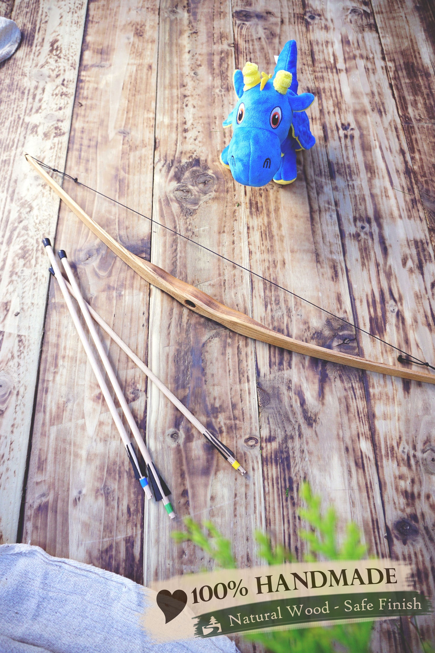 Personalized Small Wooden Bow and Arrows: Handcrafted Medieval Style Outdor Play, Costume