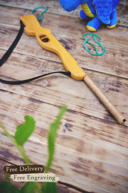 Large Wooden Rubberband Gun: Rifle - Handmade, Personalised Toy - Souvenir