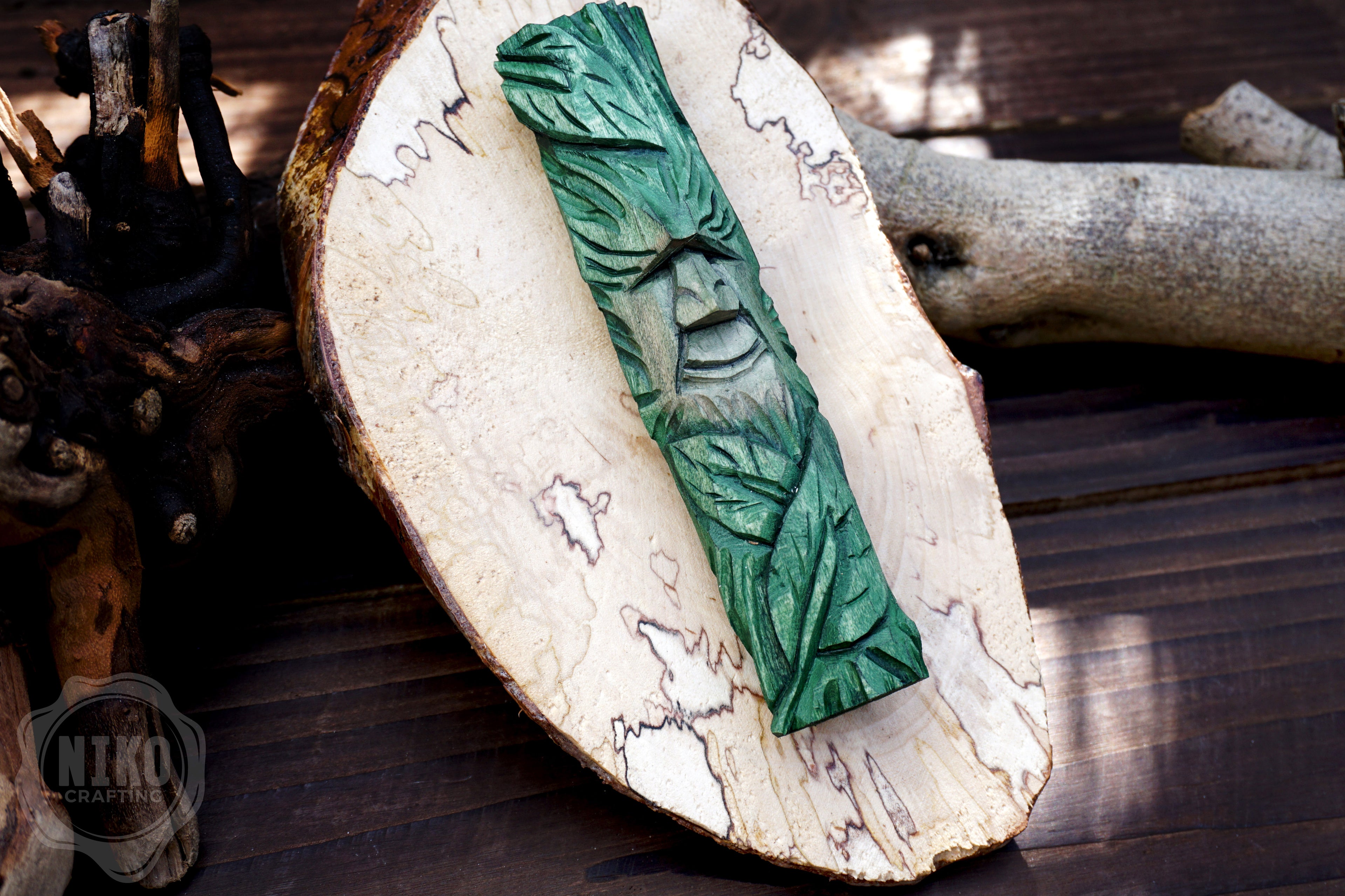 Hand-Carved Wood Spirit Wall Art - Rustic Decoration - Handmade Personalised Gift