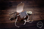 Handmade Medieval-style leather  pouch with Viking knot embossing - Hipbag