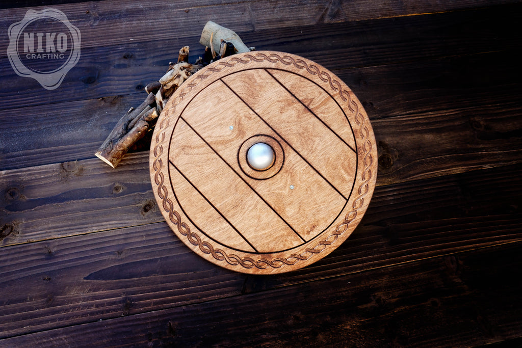 Wooden Toy Viking Sword and Round Shield Set: Handmade Personalised Gift - C