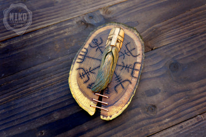 Hand Carved Viking Wall Art – Lime Wood, Laburnum. Vegvisir - Viking Norse, icelandic Decor