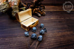 DnD Dice in Wooden Box - Pyrography: Thor Hammer - Hand-made, Personalized Dungeons and dragons Gift