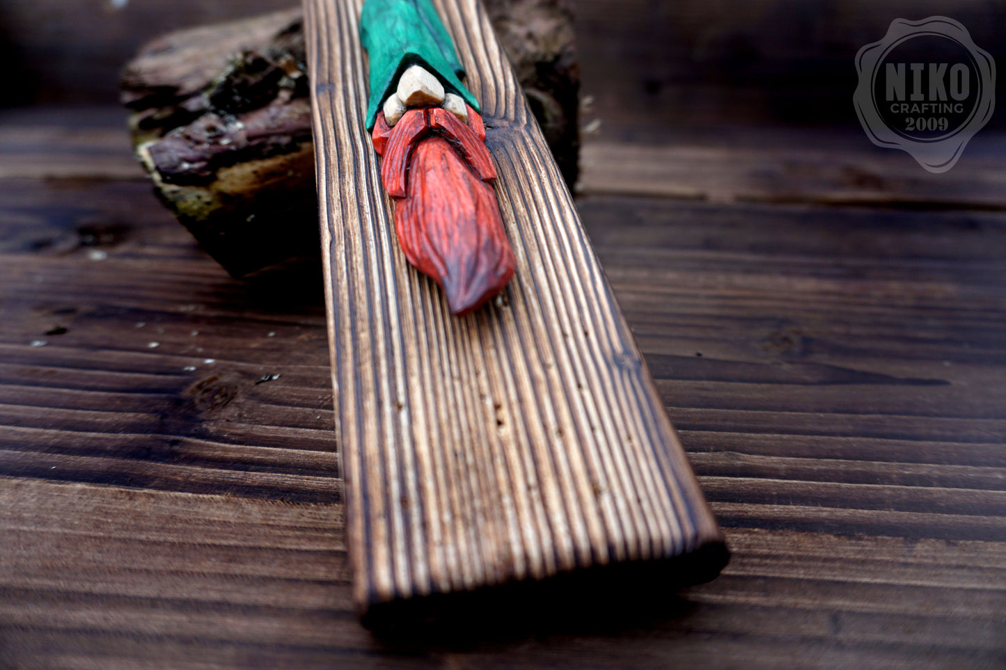 Hand-Carved Gnome Wall Art - Handmade Personalised Home Protection Gnome - Amulet