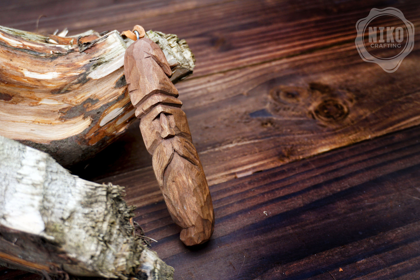 Hand-Carved Wooden Viking Ornament - Unique Personalized Rustic wall Decor: home spirit