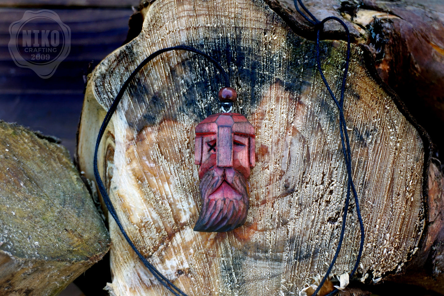 Hand-Carved Odin Pendant - Norse Jewellery. Wooden Viking Necklace - Personalized whittling gift.