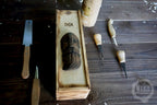 Handmade Wooden Wine Box - Carved Thor on Sliding Lid. Personalized Viking Gift - Chest with Rope Handle & Pyrography