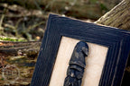Hand - Carved Viking in Frame - Personalized Rustic Home Decoration – Handmade Wal Art - Black