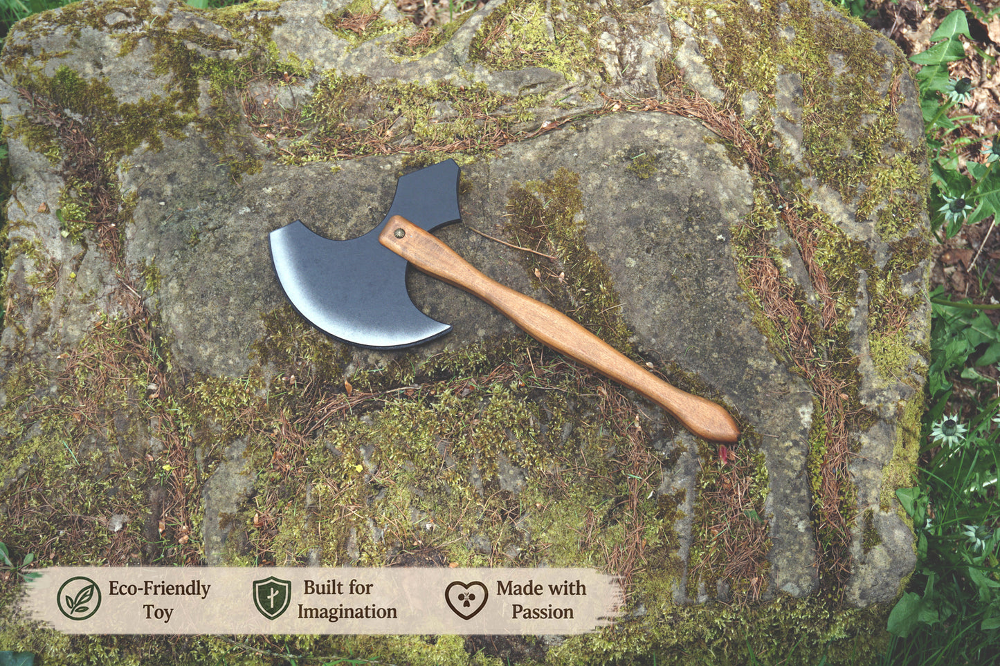 Wooden Medieval Toy Axe – Handmade Personalised, Unique Gift - A