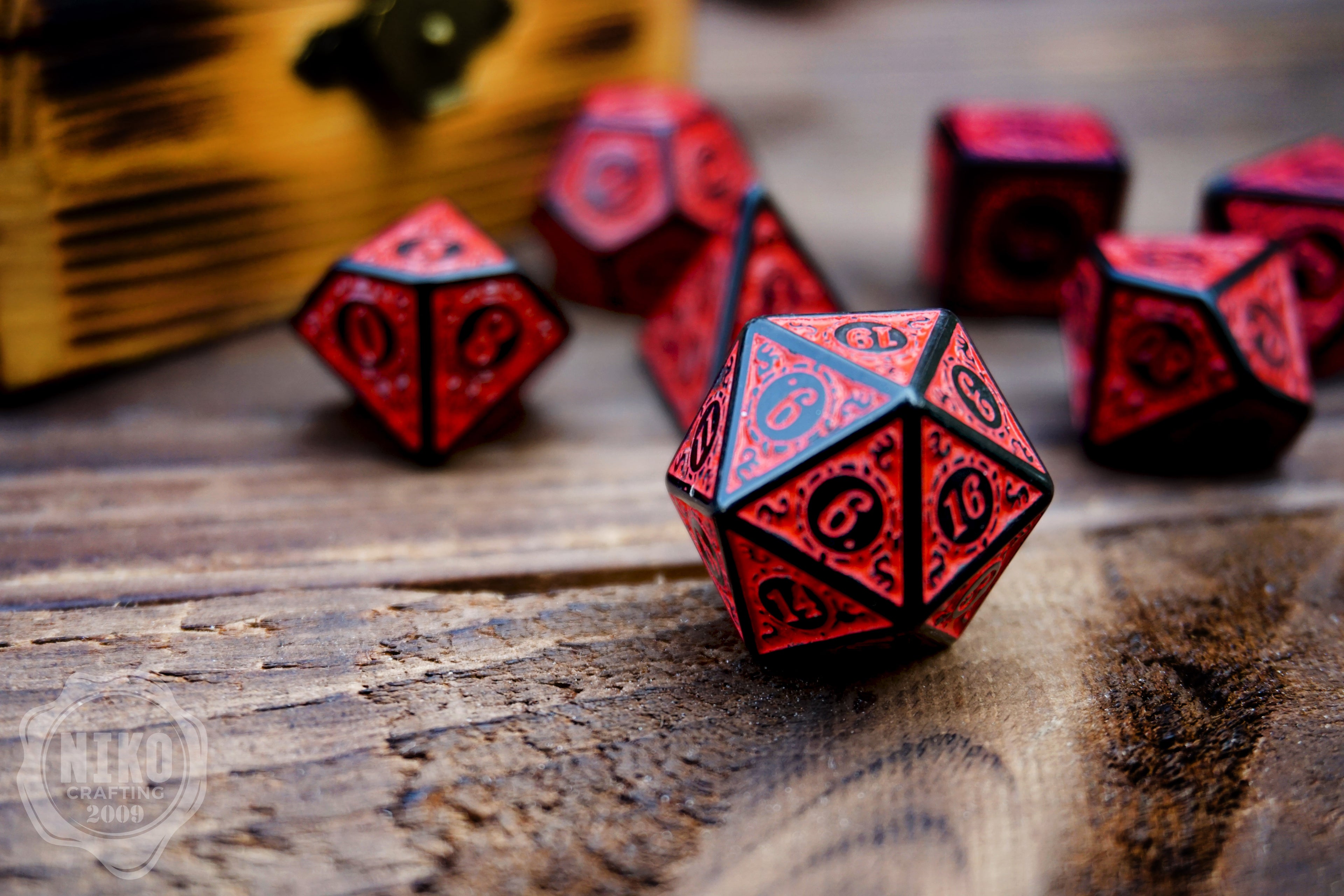 DnD Dice in Wooden Box - Pyrography: the Eye of Barad-dur - Hand-made, Personalized Dungeons and dragons Gift