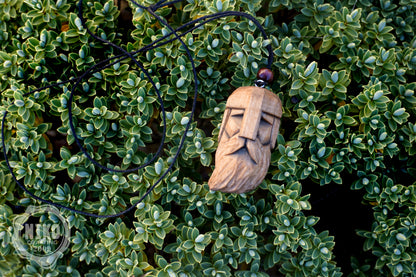 Hand-Carved Viking Pendant - Norse Jewellery. Wooden Necklace - Personalized whittling gift.