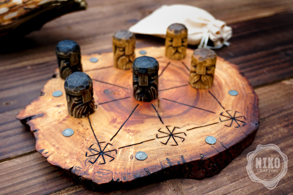 Three Men’s Morris – Handmade Wooden Board Game - Slavic Version - slavic swarga