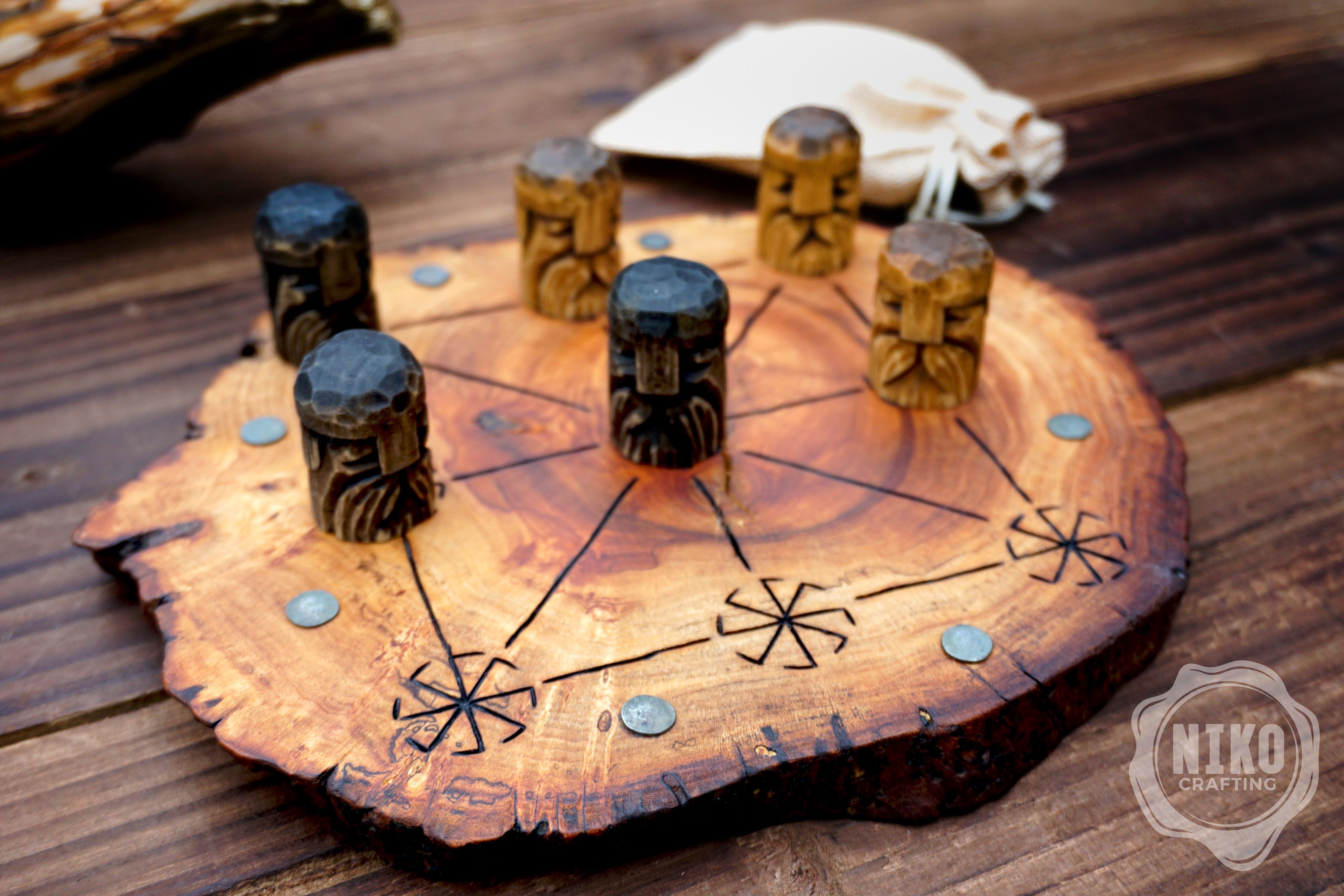 Three Men’s Morris – Handmade Wooden Board Game - Slavic Version - slavic swarga