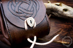Handmade Medieval-style leather  pouch with Viking knot embossing - Hipbag