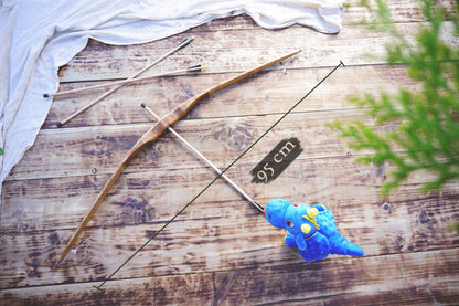 Handmade Wooden Large Bow with Arrows: Medieval Outdor Play - Personalized Gift