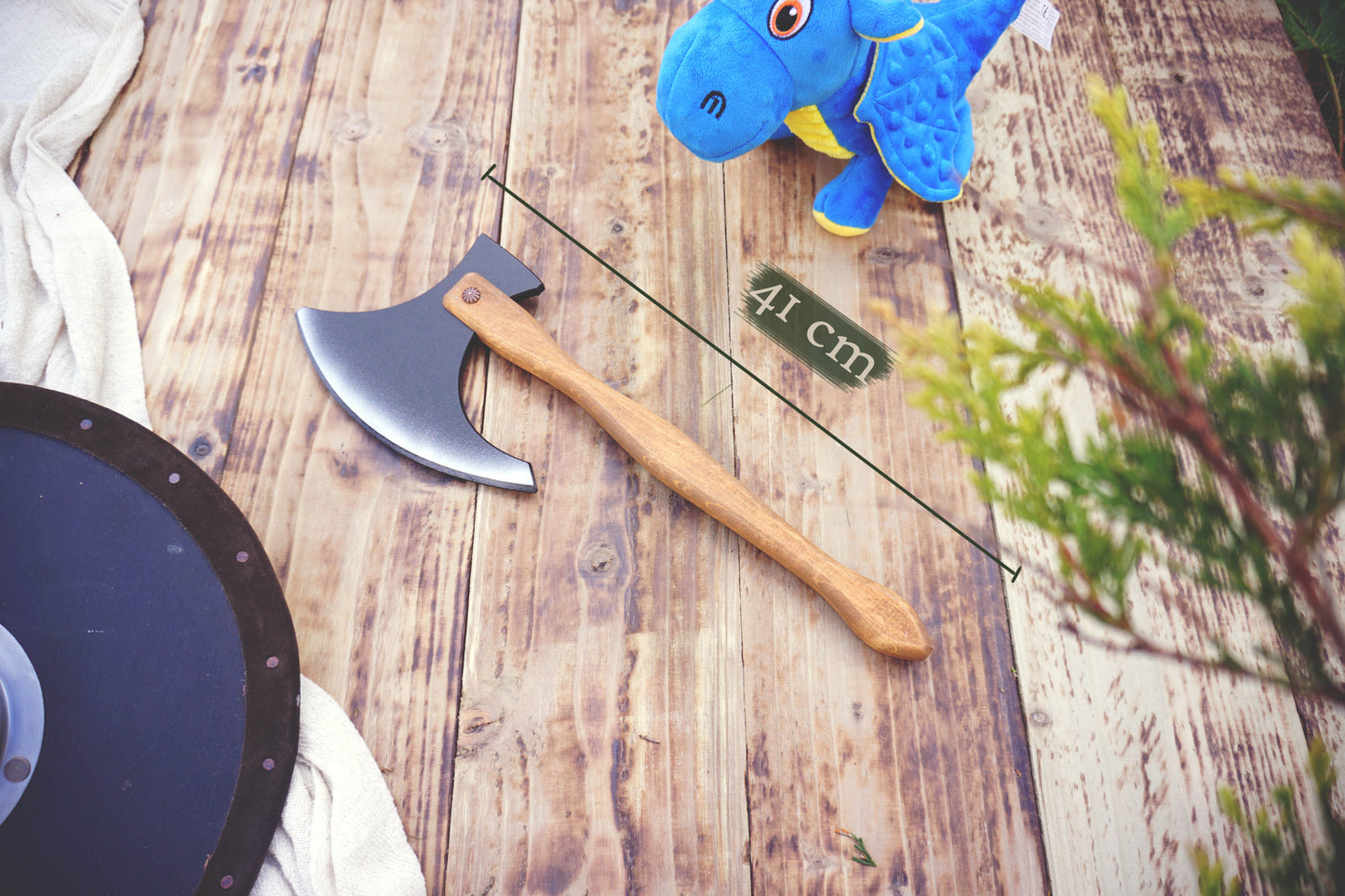 Wooden Medieval Toy Axe – Handmade Personalised, Unique Gift - B