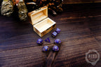 DnD Dice in Wooden Box - Pyrography: JRRT Bindrune - Hand-made, Personalized Dungeons and dragons Gift