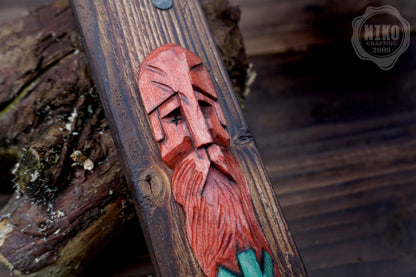 Hand-Carved Odin Wall Art - Algiz Viking Rune - Handmade Personalised Home Protection Amulet
