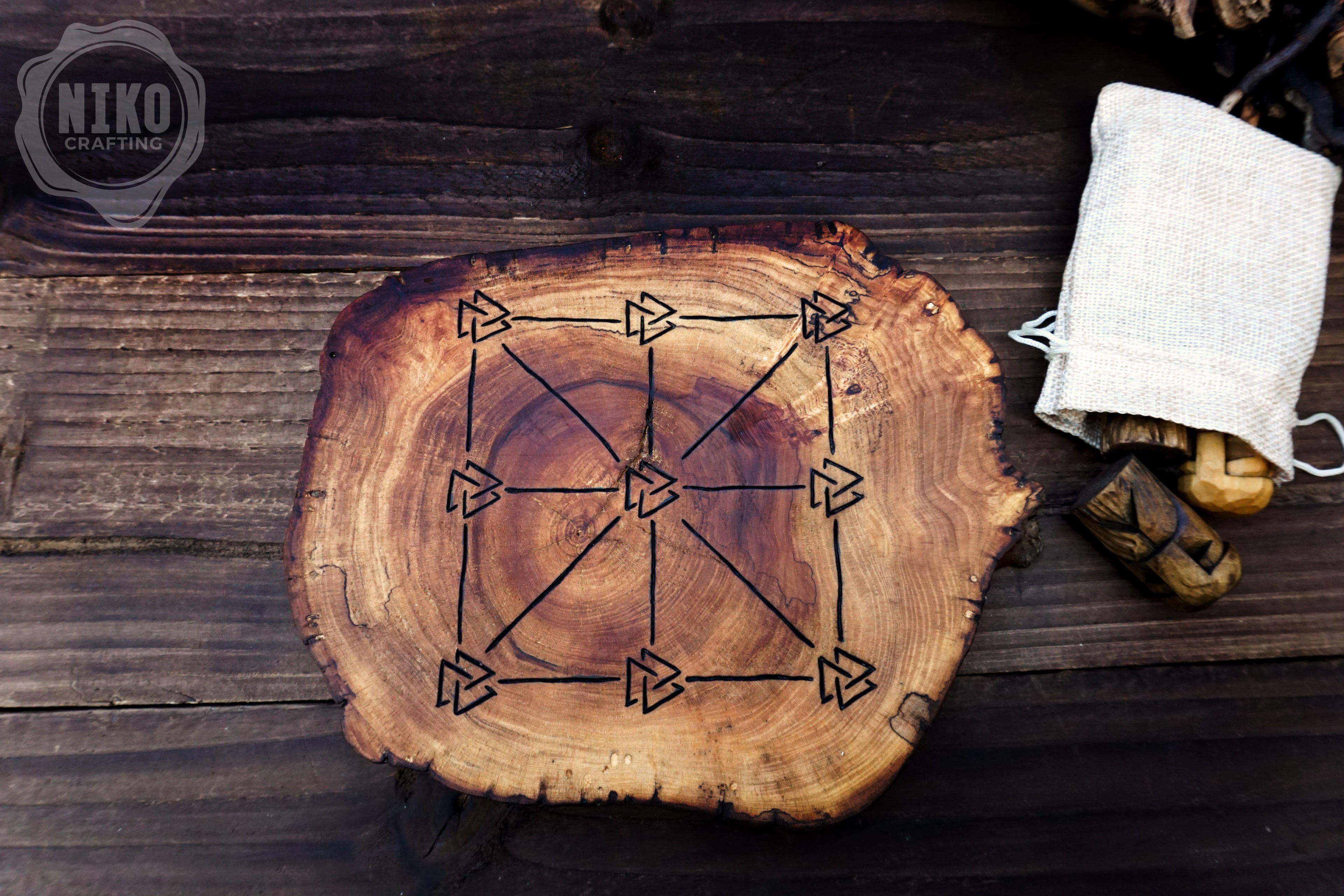 Three Men’s Morris – Handmade Wooden Board Game - Odin's Version