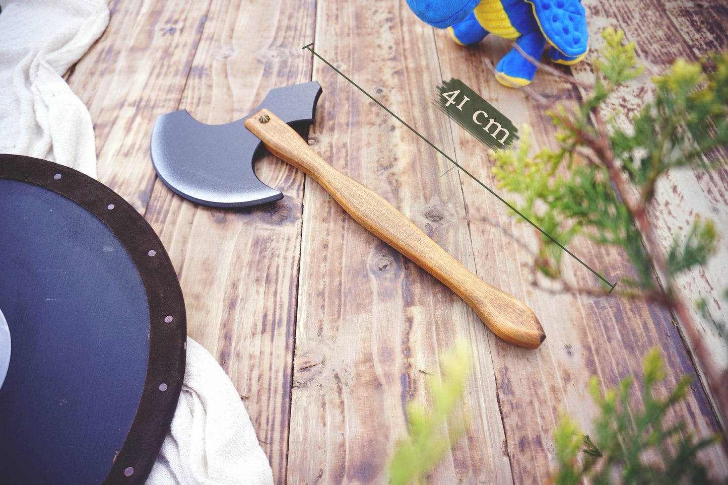 Wooden Medieval Toy Axe – Handmade Personalised, Unique Gift - A