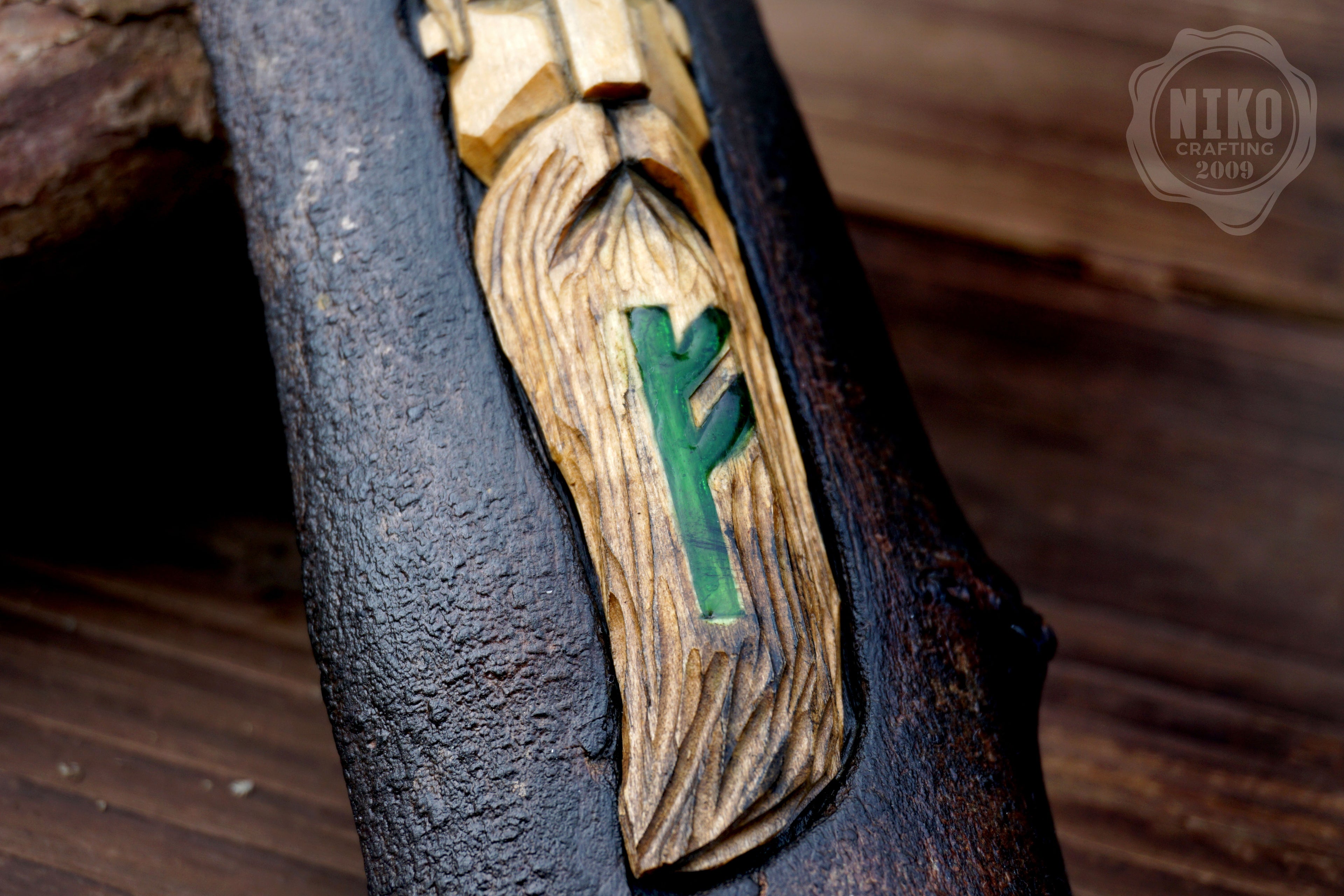 Hand-Carved Viking Wall Art - Fehu Rune - Handmade Personalised Viking Home Amulet