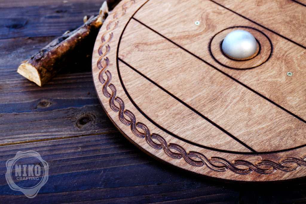 Wooden Toy Viking Sword and Round Shield Set: Handmade Personalised Gift - C