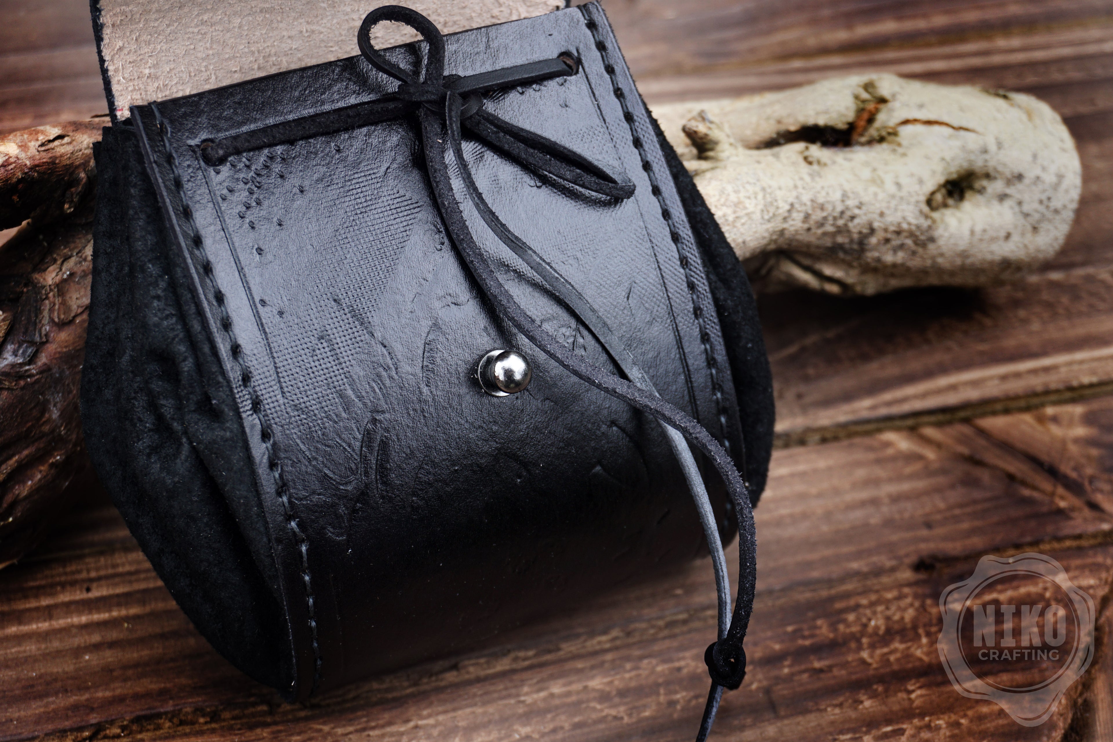 Handmade Leather Belt Pouch: Goth - Personalized Full Grain Leather. Gothic Hip-Bag