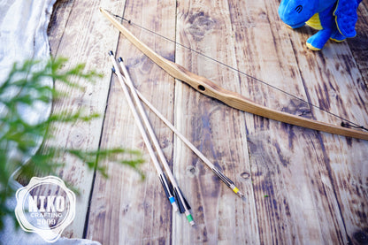 Personalized Small Wooden Bow and Arrows: Handcrafted Medieval Style Outdor Play, Costume