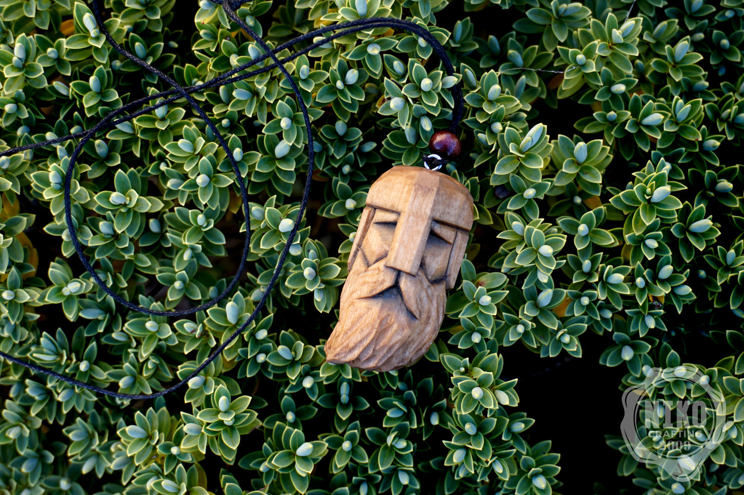 Hand-Carved Viking Pendant - Norse Jewellery. Wooden Necklace - Personalized whittling gift.