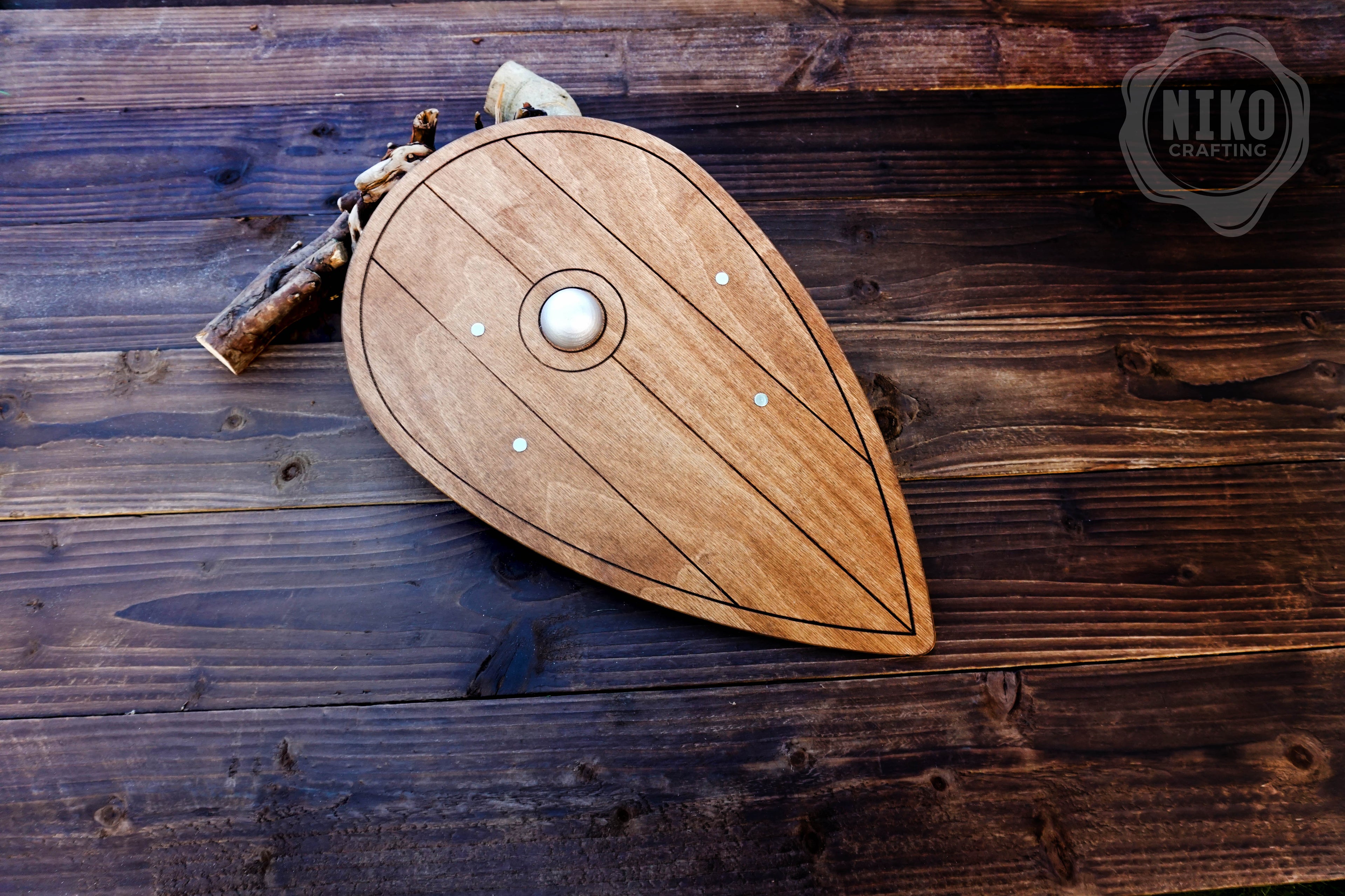 Wooden Viking Axe and Almond Shield - Gotland - Handmade Personalised Toy